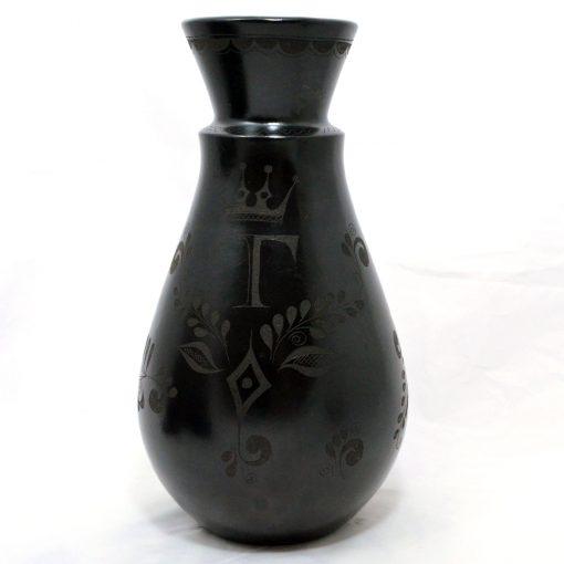 Pottery and Ceramic Art Rigoberto Mateos: Tall “T” Vase……. Barro Negro