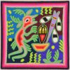 Wixárika (Huichol) Art Maximino Renteria de la Cruz & Yolanda Diaz Medina: Huichol Yarn Painting 8″ Shamanism