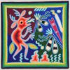 Wixárika (Huichol) Art Maximino Renteria de la Cruz & Yolanda Diaz Medina: Huichol Yarn Painting 8″ Shamanism