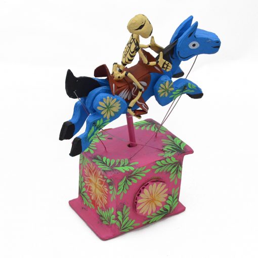 Cartoneria (Mexican Paper Mache) Josue Eleazar Castro: Blue Galloping Horse cartoneria