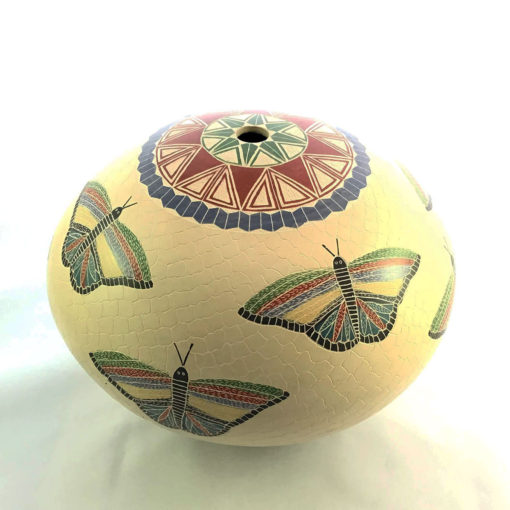 Nature Oscar Ramirez: Large Colorful Seed Pot with Butterflies butterflies