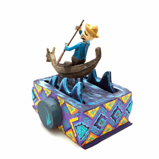 Cartoneria (Mexican Paper Mache) Josue Eleazar Castro: Rowing Canoe cartoneria