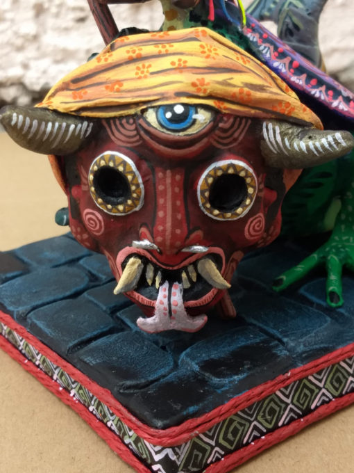 Cartoneria (Mexican Paper Mache) Isaias Alejandro Morales Delgado: Guerrero Youali – Night Warrior cartoneria