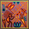 Wixárika (Huichol) Art Rogelio Torres 12″ Huichol Yarn Painting: Grandmother of Life with Burro Yarn Art