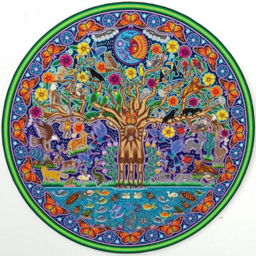 Wixárika (Huichol) Art Jose Luis Castro: Premier Tree of Life Huichol Yarn Painting Direct from Mexico Huichol