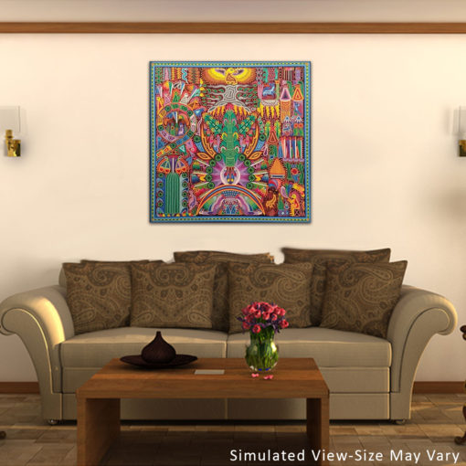 Wixárika (Huichol) Art Santos Daniel: Premier 48″ x 48″ Huichol Yarn Painting Direct from Mexico Huichol