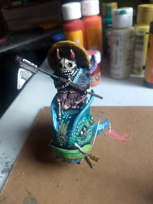 Cartoneria (Mexican Paper Mache) Isaias Alejandro Morales Delgado: Miniature Fish Rider Alebrijes