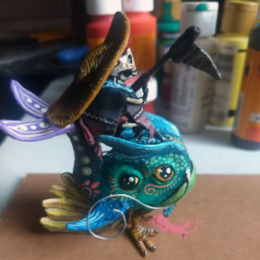 Cartoneria (Mexican Paper Mache) Isaias Alejandro Morales Delgado: Miniature Fish Rider Alebrijes