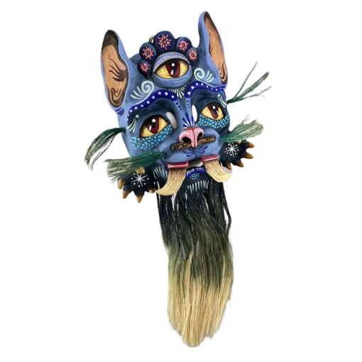 Cartoneria (Mexican Paper Mache) Isaias Alejandro Morales Delgado: Cemiztli (Puma Cat) Mask Alebrijes