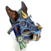 Cartoneria (Mexican Paper Mache) Isaias Alejandro Morales Delgado: Nahual Azul / Blue Nahual Mask Alebrijes