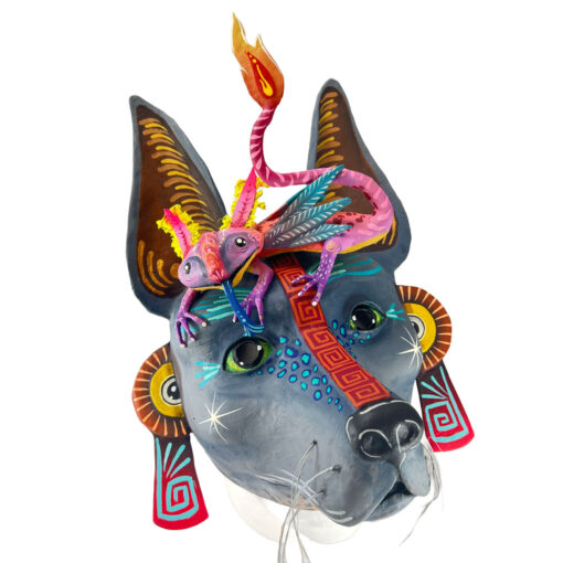 Cartoneria (Mexican Paper Mache) Isaias Alejandro Morales Delgado: Acompañante / Companion Mask Alebrijes