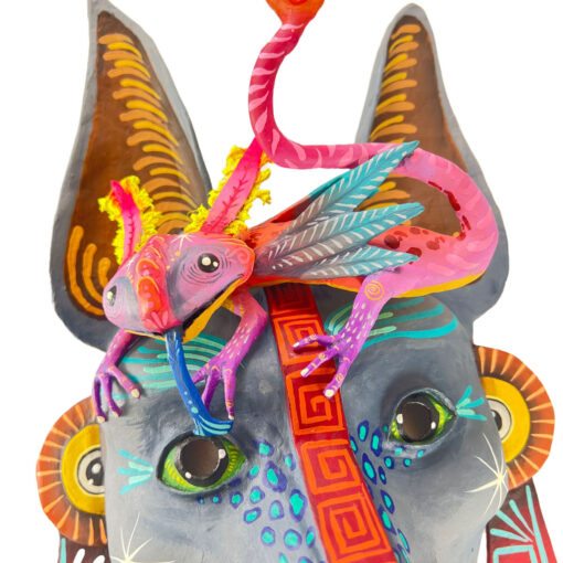 Cartoneria (Mexican Paper Mache) Isaias Alejandro Morales Delgado: Acompañante / Companion Mask Alebrijes