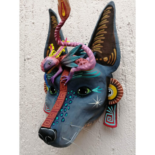 Cartoneria (Mexican Paper Mache) Isaias Alejandro Morales Delgado: Acompañante / Companion Mask Alebrijes