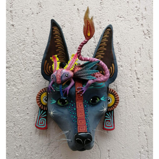 Cartoneria (Mexican Paper Mache) Isaias Alejandro Morales Delgado: Acompañante / Companion Mask Alebrijes